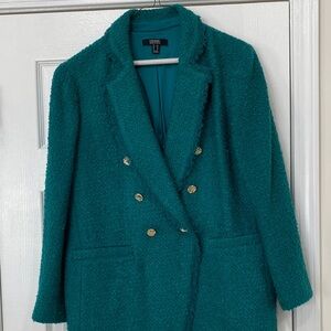 Dennis Basso Chic Teal Double-Breasted Women's Coat